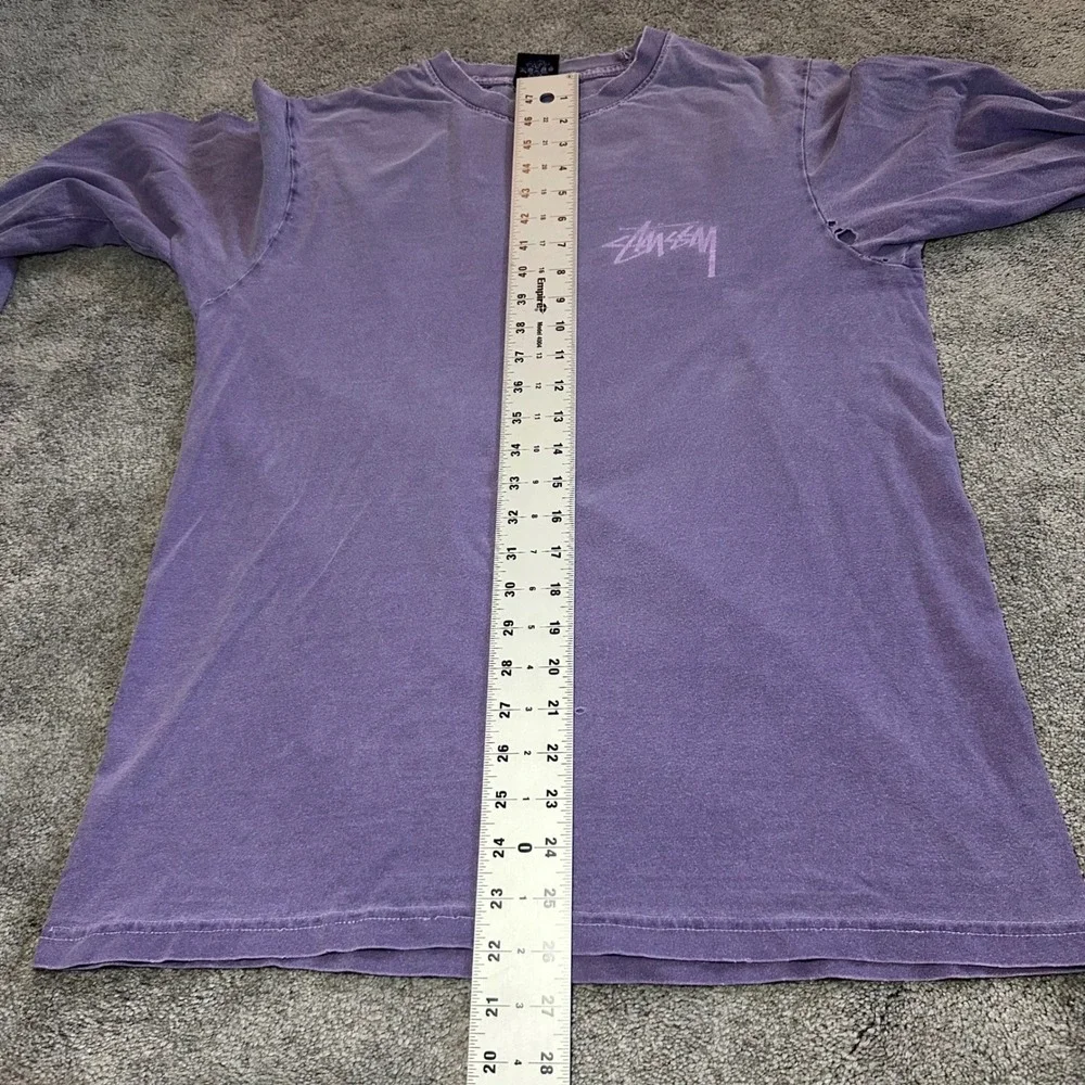 Stussy Medusa T-Shirt Men Medium Purple Long Sleeve Distressed Faded Streetwear - Picture 14 of 16